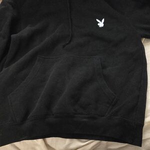 PLAYBOY Black Hoodie with White Logo